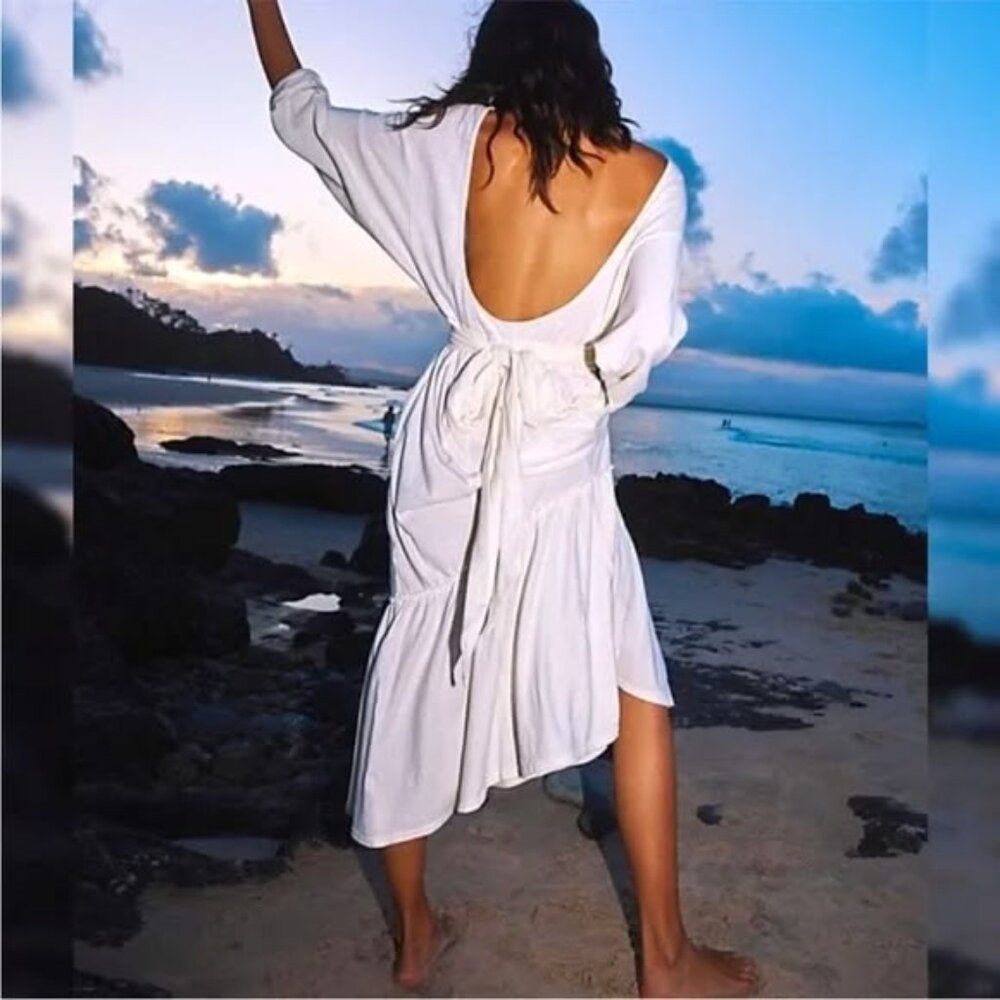 Free People White Open-Back Midi Dress